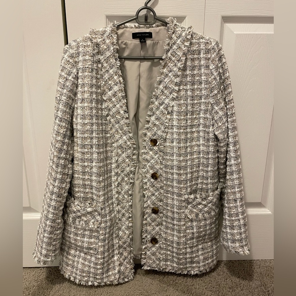 Ann Taylor beautiful plaid tweed coat.  Excellent condition.